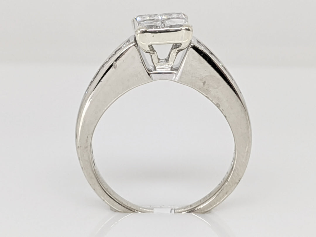 14K WHITE 1.00 CARAT TOTAL WEIGHT SI2 G DIAMOND PRINCESS CUT (12) ESTATE RING 3.9 GRAMS