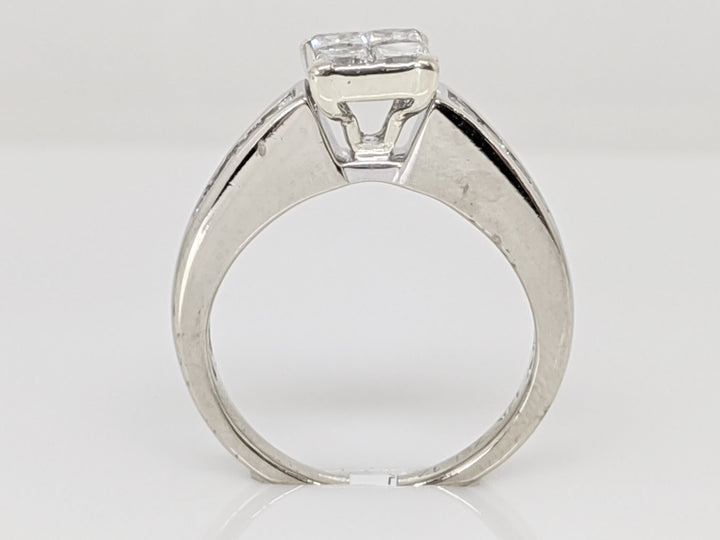 14K WHITE 1.00 CARAT TOTAL WEIGHT SI2 G DIAMOND PRINCESS CUT (12) ESTATE RING 3.9 GRAMS