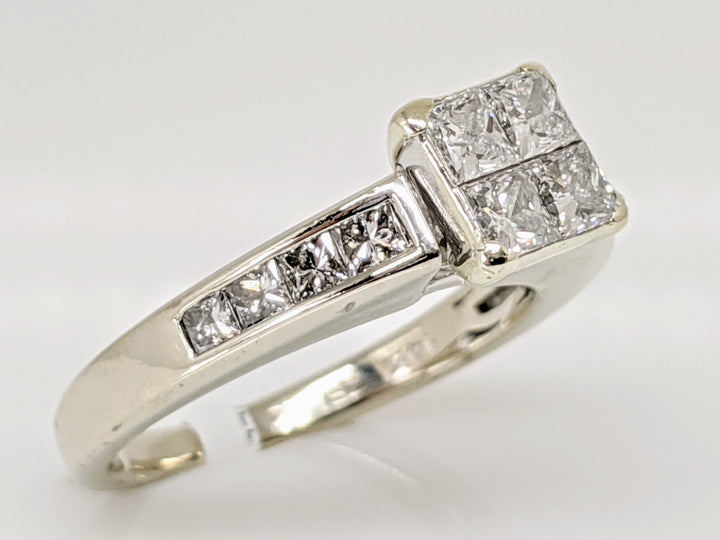 14K WHITE 1.00 CARAT TOTAL WEIGHT SI2 G DIAMOND PRINCESS CUT (12) ESTATE RING 3.9 GRAMS