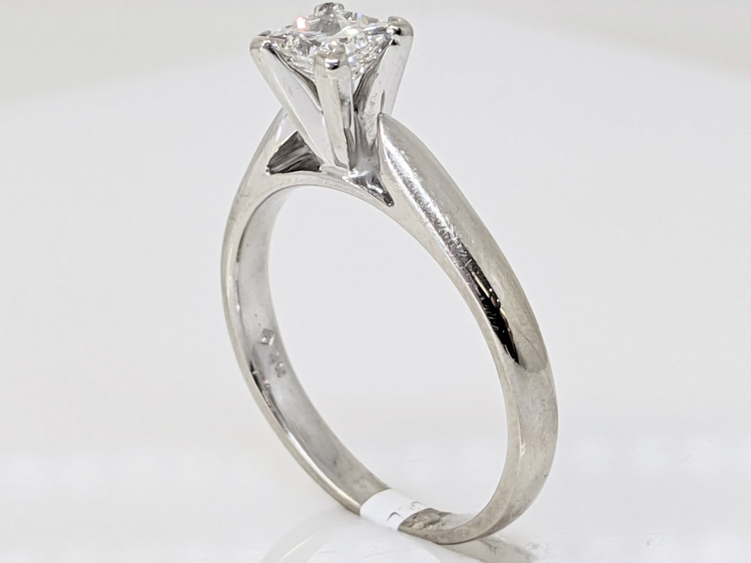 14K WHITE .54 CARAT TOTAL SI2 I DIAMOND PRINCESS CUT SOLITAIRE ESTATE RING 3.7 GRAMS