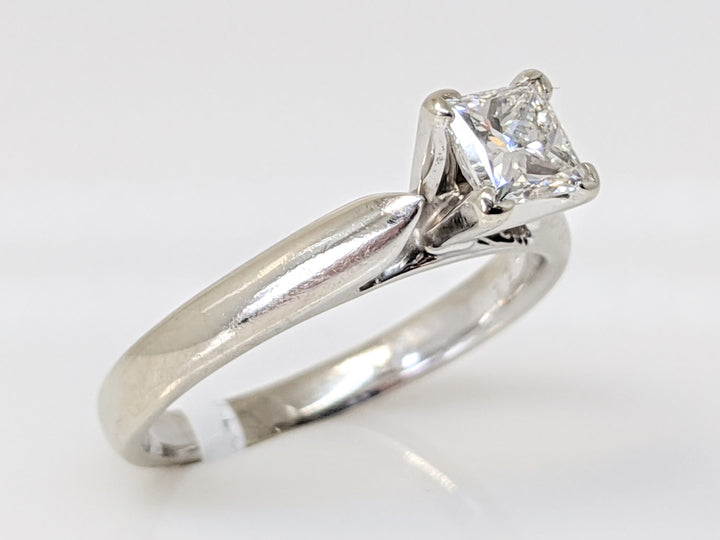 14K WHITE .54 CARAT TOTAL SI2 I DIAMOND PRINCESS CUT SOLITAIRE ESTATE RING 3.7 GRAMS