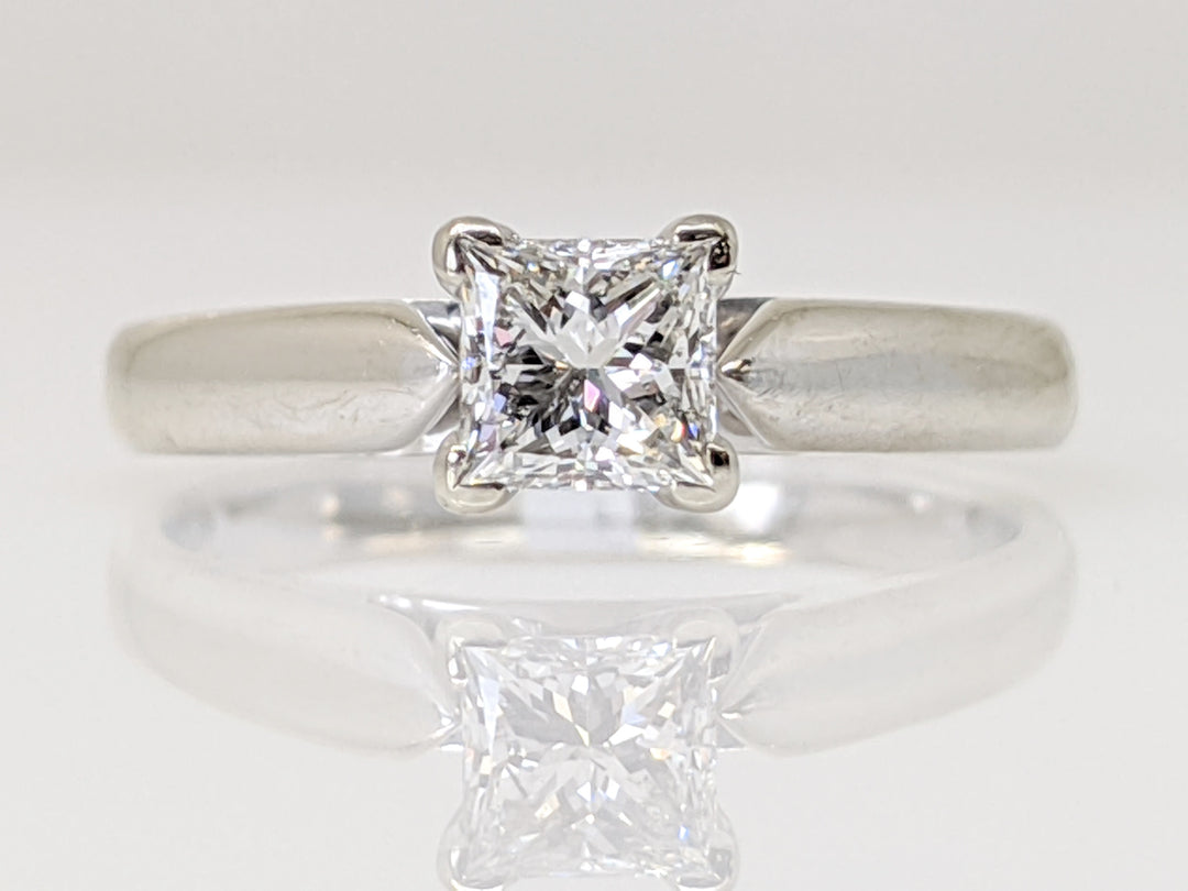 14K WHITE .54 CARAT TOTAL SI2 I DIAMOND PRINCESS CUT SOLITAIRE ESTATE RING 3.7 GRAMS