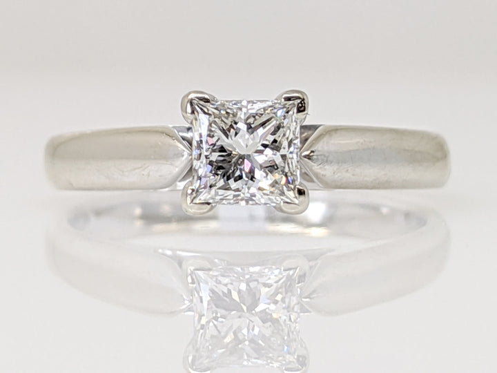 14K WHITE .54 CARAT TOTAL SI2 I DIAMOND PRINCESS CUT SOLITAIRE ESTATE RING 3.7 GRAMS