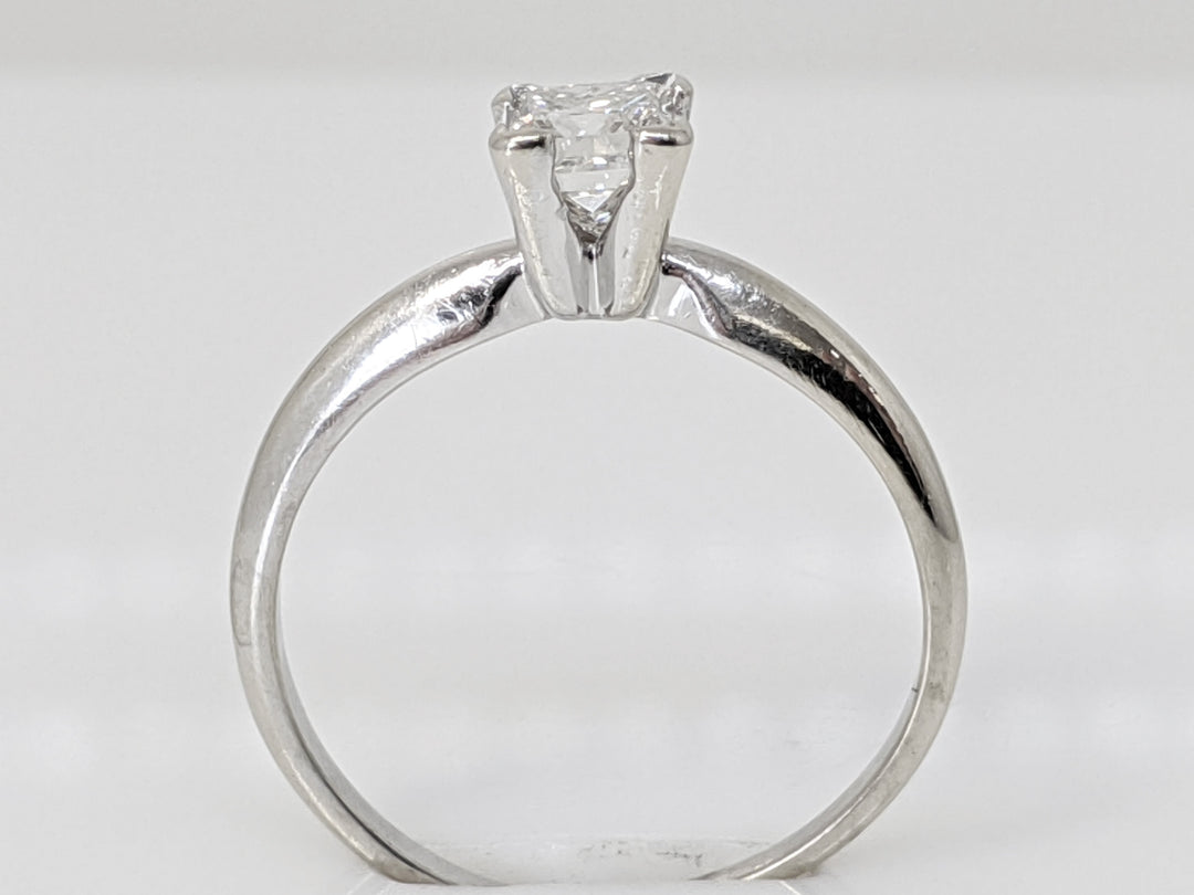 14K WHITE .47 CARAT TOTAL SI2 I DIAMOND PRINCESS CUT SOLITAIRE ESTATE RING 1.7 GRAMS