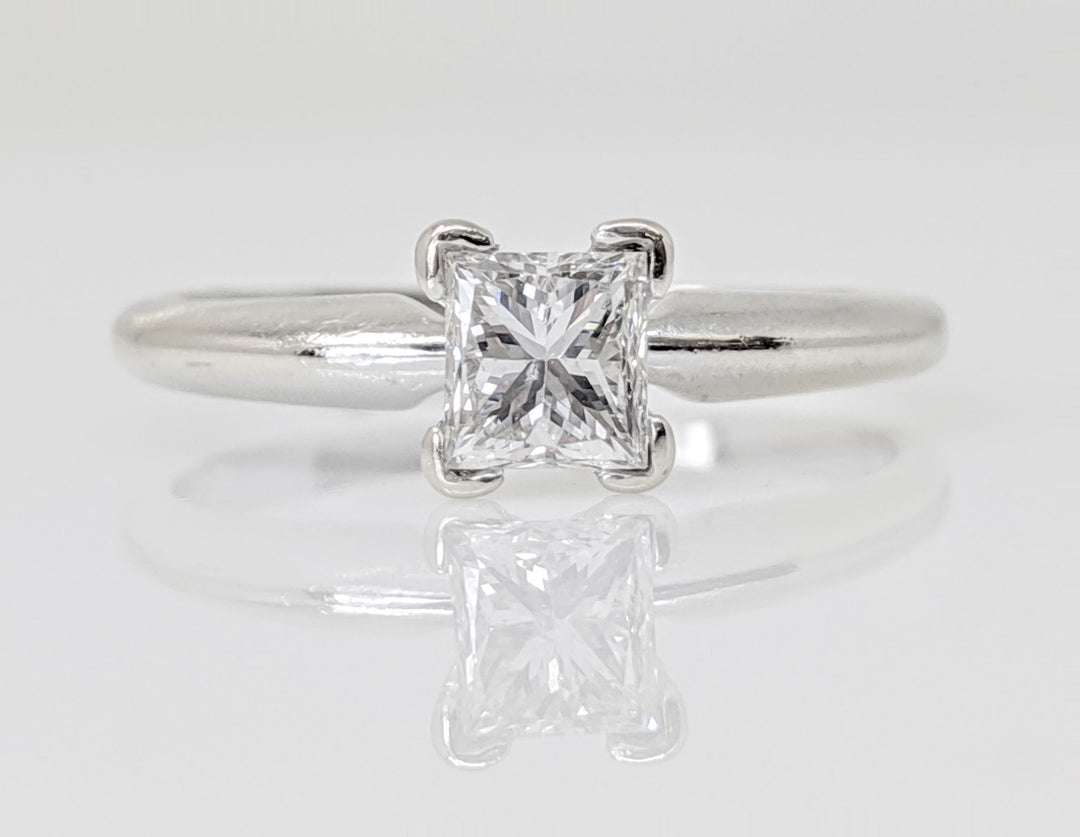 14K WHITE .47 CARAT TOTAL SI2 I DIAMOND PRINCESS CUT SOLITAIRE ESTATE RING 1.7 GRAMS