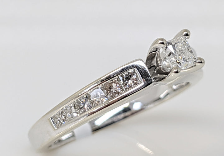 14K WHITE .68 CARAT TOTAL WEIGHT I1 F DIAMOND PRINCESS CUT (13) ESTATE RING 3.4 GRAMS