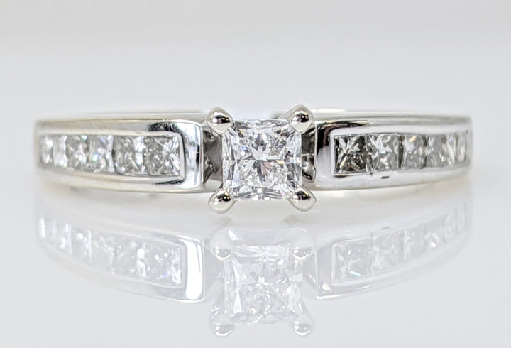 14K WHITE .68 CARAT TOTAL WEIGHT I1 F DIAMOND PRINCESS CUT (13) ESTATE RING 3.4 GRAMS