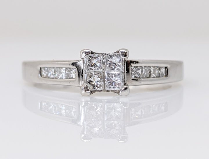14K WHITE .72 CARAT TOTAL WEIGHT I1 I DIAMOND PRINCESS CUT (12) TENSION ESTATE RING 4.7 GRAMS