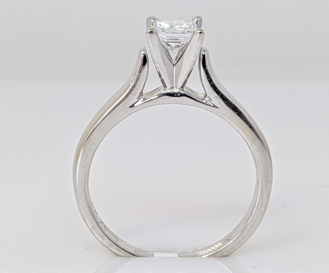 14K WHITE .38 CARAT TOTAL SI2 E DIAMOND PRINCESS CUT SOLITAIRE ESTATE RING 3.0 GRAMS