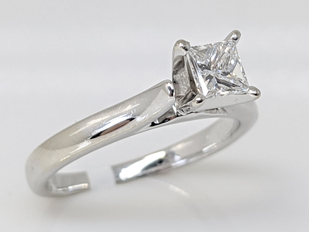 14K WHITE .38 CARAT TOTAL SI2 E DIAMOND PRINCESS CUT SOLITAIRE ESTATE RING 3.0 GRAMS