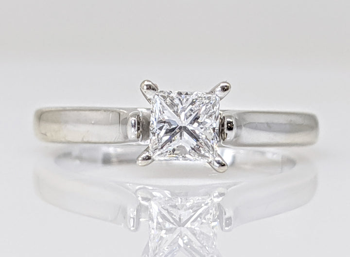14K WHITE .38 CARAT TOTAL SI2 E DIAMOND PRINCESS CUT SOLITAIRE ESTATE RING 3.0 GRAMS