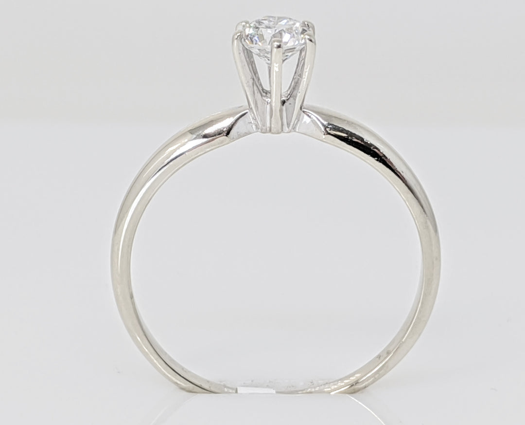 14K WHITE .37 CARAT TOTAL SI1 I DIAMOND ROUND SOLITAIRE ESTATE RING 1.8 GRAMS