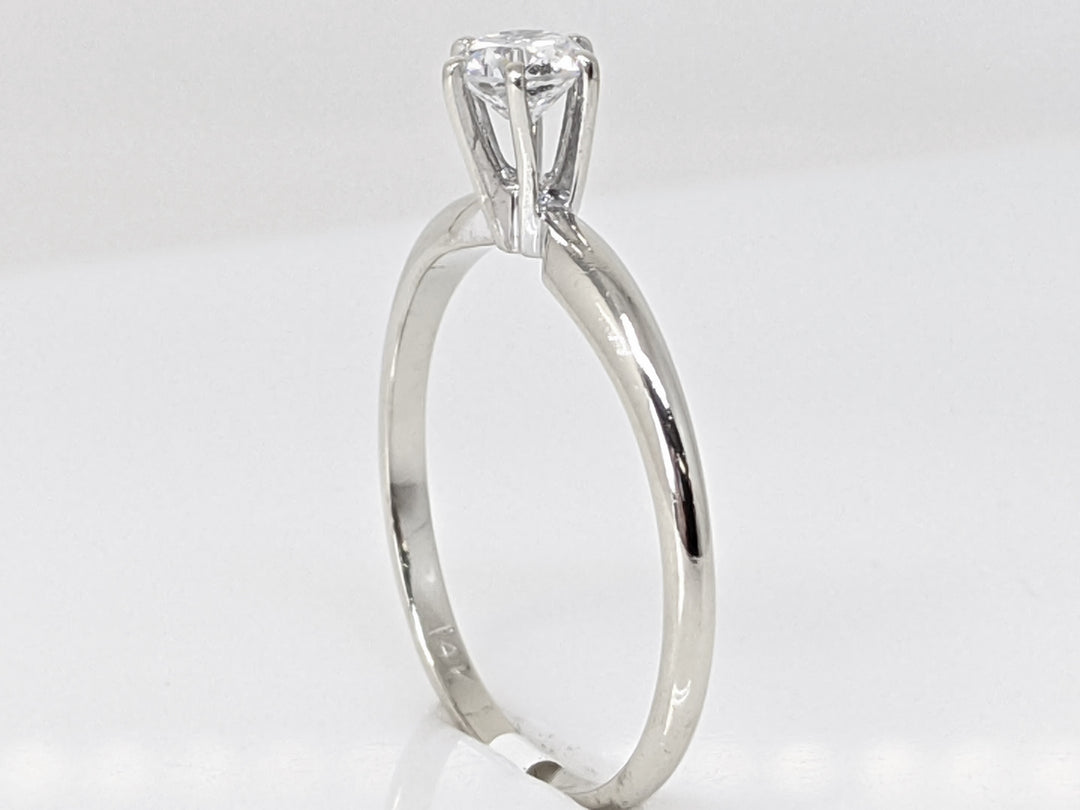 14K WHITE .37 CARAT TOTAL SI1 I DIAMOND ROUND SOLITAIRE ESTATE RING 1.8 GRAMS