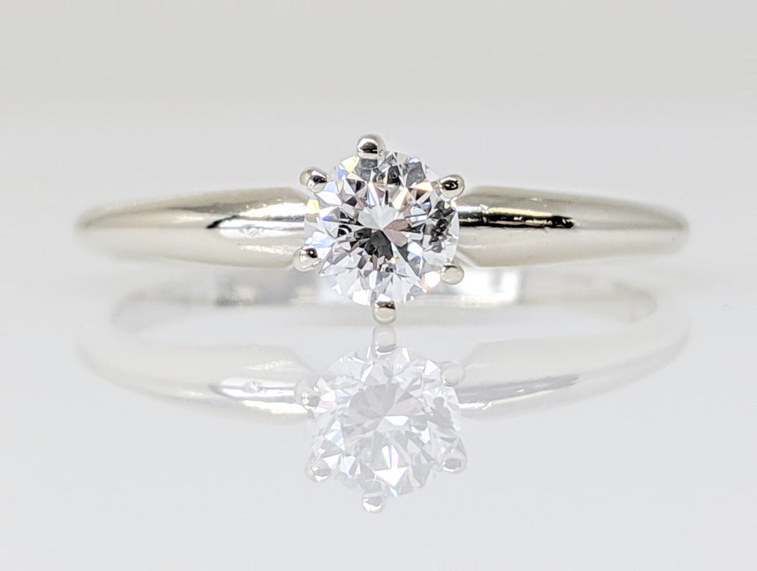 14K WHITE .37 CARAT TOTAL SI1 I DIAMOND ROUND SOLITAIRE ESTATE RING 1.8 GRAMS