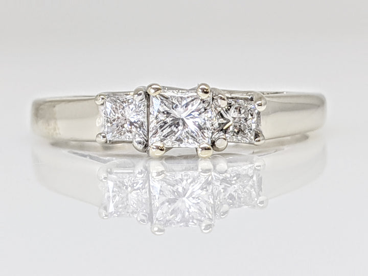 14K WHITE .45 CARAT TOTAL WEIGHT I1 F DIAMOND PRINCESS CUT (3) TRINITY ESTATE RING 2.7 GRAMS