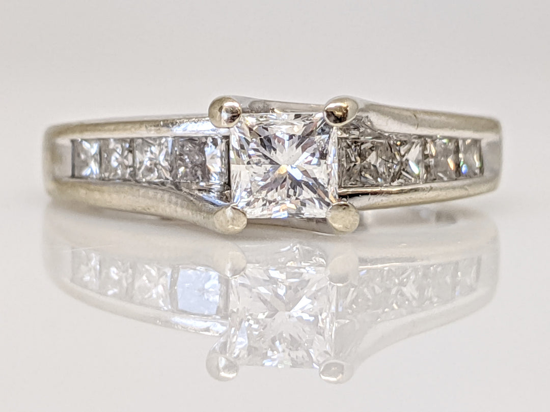 14K WHITE .99 CARAT TOTAL WEIGHT I1 F DIAMOND PRINCESS CUT (11) ESTATE RING 3.9G