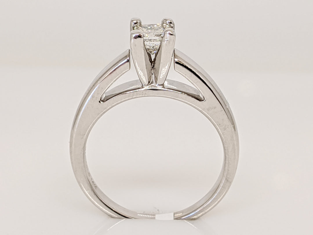 14K WHITE .49 CARAT TOTAL I1 H DIAMOND PRINCESS CUT RAISED SHANK SOLITAIRE ESTATE RING 4.9 GRAMS