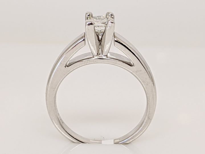 14K WHITE .49 CARAT TOTAL I1 H DIAMOND PRINCESS CUT RAISED SHANK SOLITAIRE ESTATE RING 4.9 GRAMS