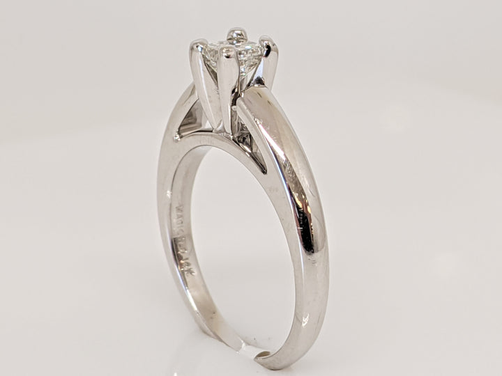 14K WHITE .49 CARAT TOTAL I1 H DIAMOND PRINCESS CUT RAISED SHANK SOLITAIRE ESTATE RING 4.9 GRAMS