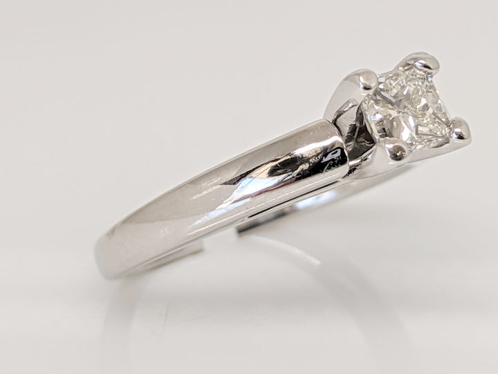 14K WHITE .49 CARAT TOTAL I1 H DIAMOND PRINCESS CUT RAISED SHANK SOLITAIRE ESTATE RING 4.9 GRAMS