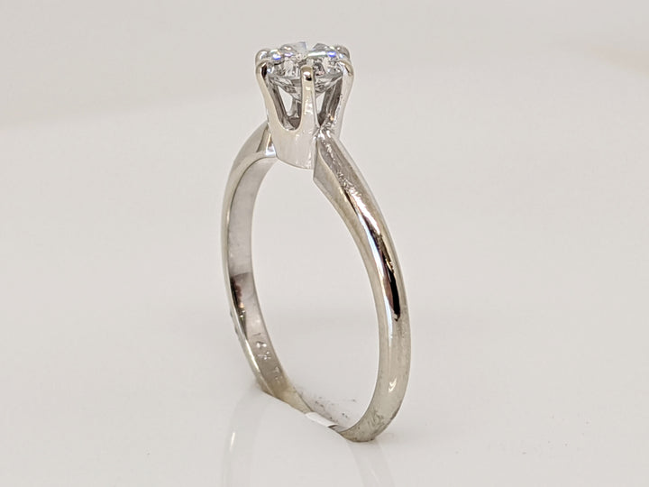 14K WHITE .50 CARAT TOTAL I1 I DIAMOND ROUND 6-PRONG SOLITARE ESTATE RING 2.0 GRAMS