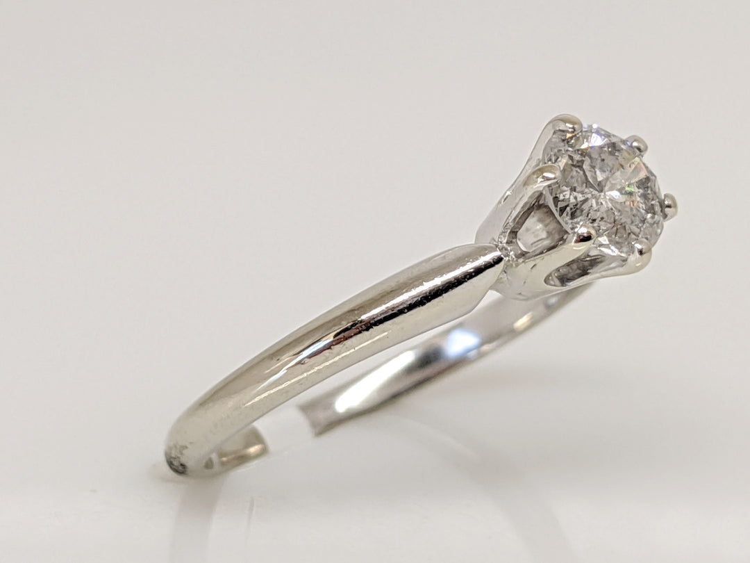 14K WHITE .50 CARAT TOTAL I1 I DIAMOND ROUND 6-PRONG SOLITARE ESTATE RING 2.0 GRAMS