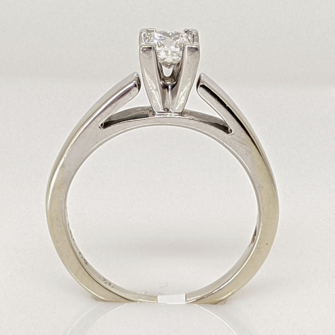 14K WHITE/PLATINUM .36 CARAT TOTAL VVS2 H DIAMOND PRINCESS CUT LEO SOLITAIRE ESTATE RING 3.9 GRAMS