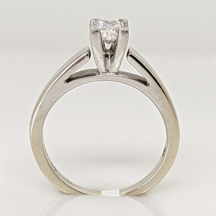 14K WHITE/PLATINUM .36 CARAT TOTAL VVS2 H DIAMOND PRINCESS CUT LEO SOLITAIRE ESTATE RING 3.9 GRAMS
