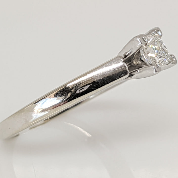 14K WHITE/PLATINUM .36 CARAT TOTAL VVS2 H DIAMOND PRINCESS CUT LEO SOLITAIRE ESTATE RING 3.9 GRAMS