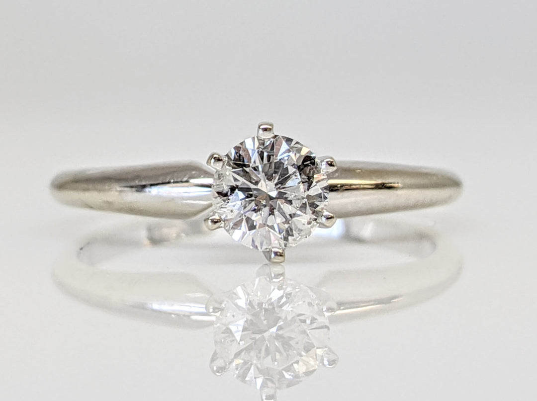14K WHITE .42 CARAT TOTAL I1 E DIAMOND ROUND 6-PRONG SOLITARE ESTATE RING 1.7 GRAMS