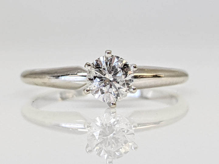 14K WHITE .42 CARAT TOTAL I1 E DIAMOND ROUND 6-PRONG SOLITARE ESTATE RING 1.7 GRAMS