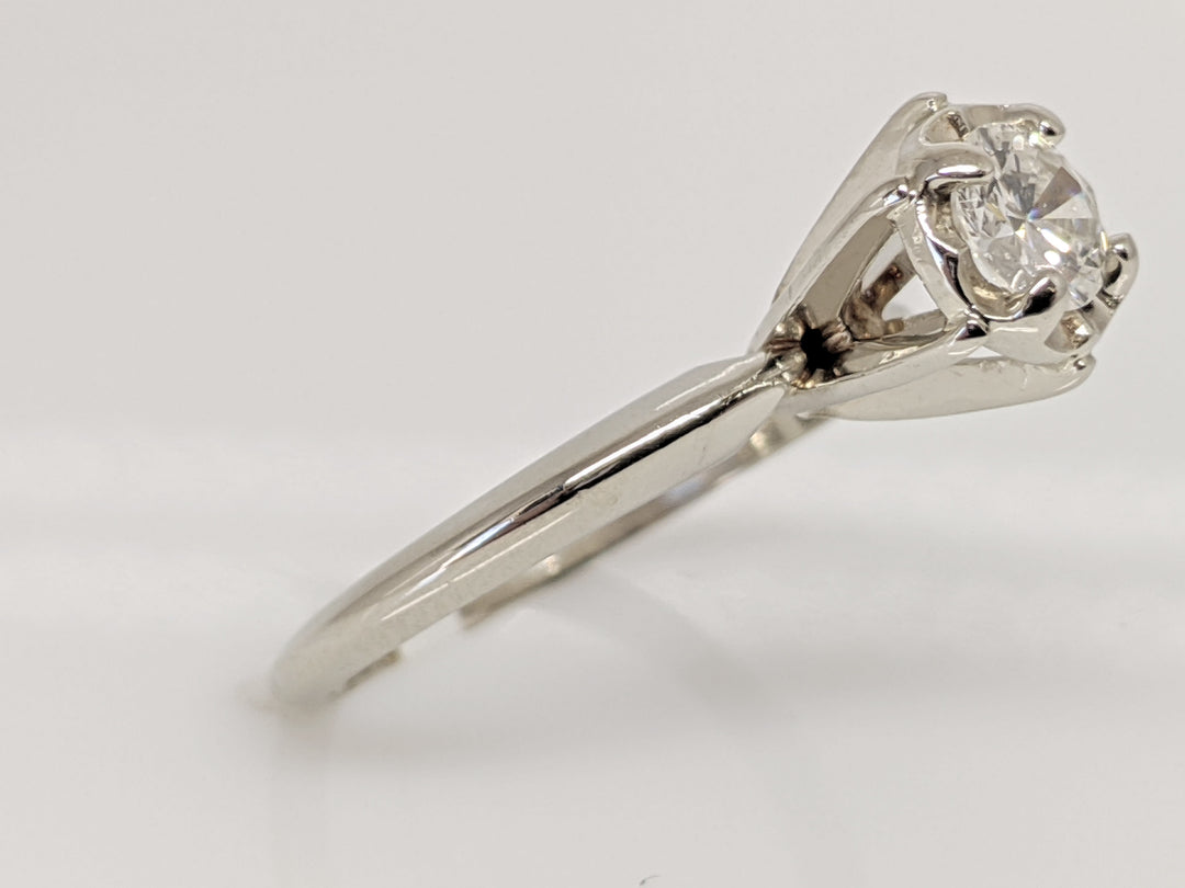 14K WHITE .42 CARAT TOTAL SI2 J DIAMOND ROUND ILLUSION HEAD SOLITAIRE ESTATE RING