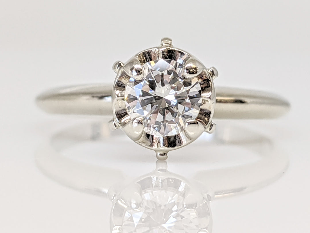 14K WHITE .42 CARAT TOTAL SI2 J DIAMOND ROUND ILLUSION HEAD SOLITAIRE ESTATE RING