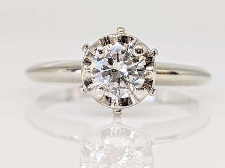 14K WHITE .42 CARAT TOTAL SI2 J DIAMOND ROUND ILLUSION HEAD SOLITAIRE ESTATE RING