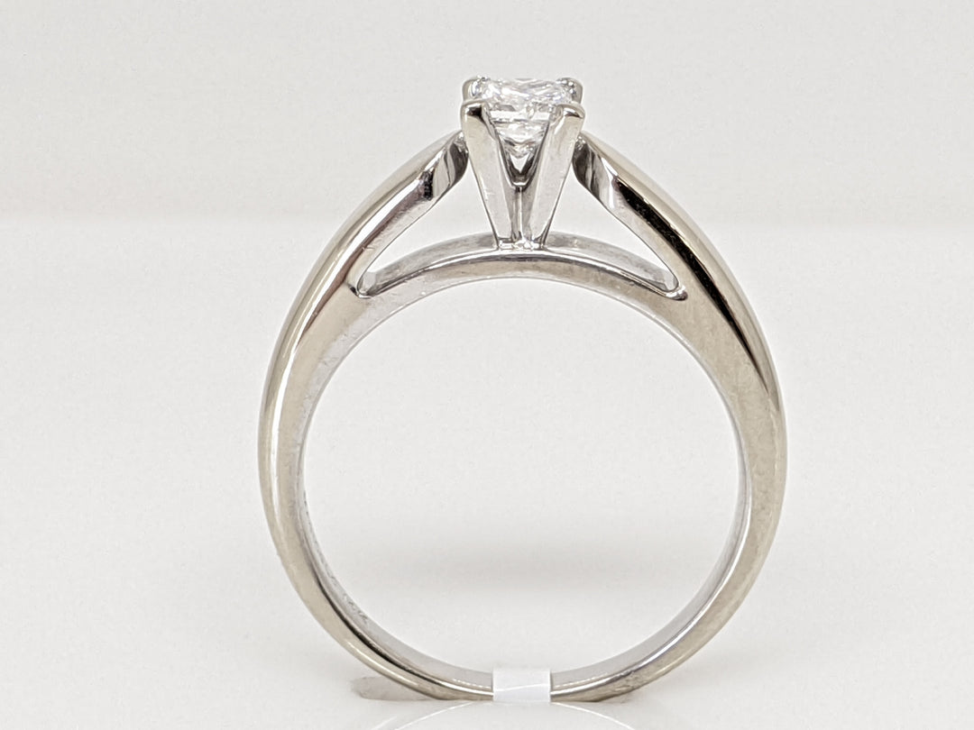 14K WHITE .37 CARAT TOTAL WEIGHT I1 E DIAMOND PRINCESS CUT RAISED SHANK SOLITAIRE ESTATE RING 4.5 GRAMS