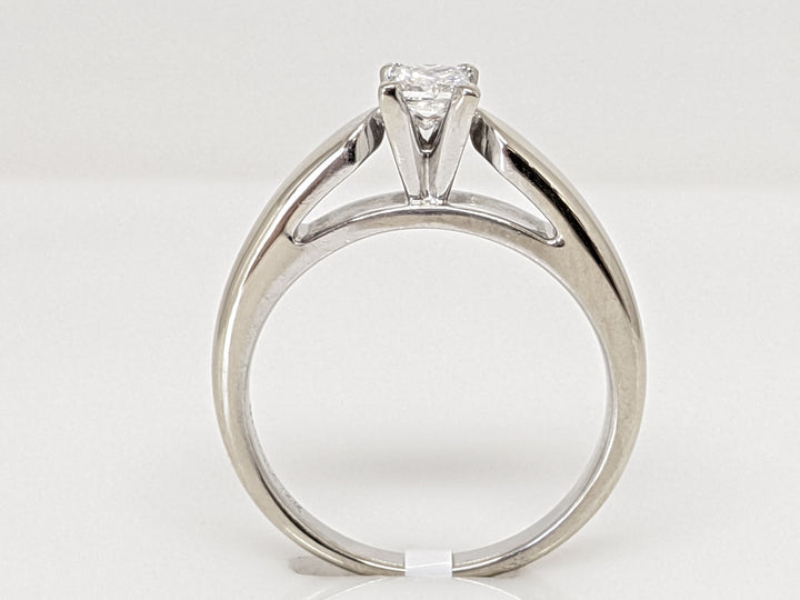 14K WHITE .37 CARAT TOTAL WEIGHT I1 E DIAMOND PRINCESS CUT RAISED SHANK SOLITAIRE ESTATE RING 4.5 GRAMS
