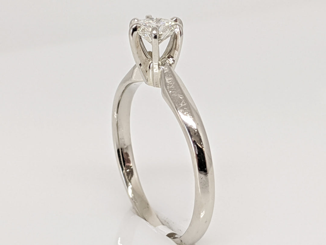 14K WHITE .34 CARAT TOTAL VVS2 I DIAMOND ROUND 6-PRONG SOLITARE ESTATE RING 2.1 GRAMS