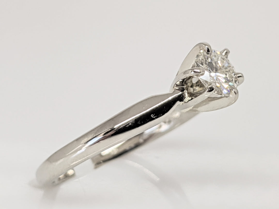 14K WHITE .34 CARAT TOTAL VVS2 I DIAMOND ROUND 6-PRONG SOLITARE ESTATE RING 2.1 GRAMS