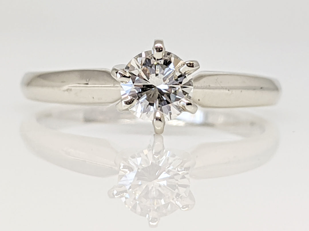 14K WHITE .34 CARAT TOTAL VVS2 I DIAMOND ROUND 6-PRONG SOLITARE ESTATE RING 2.1 GRAMS
