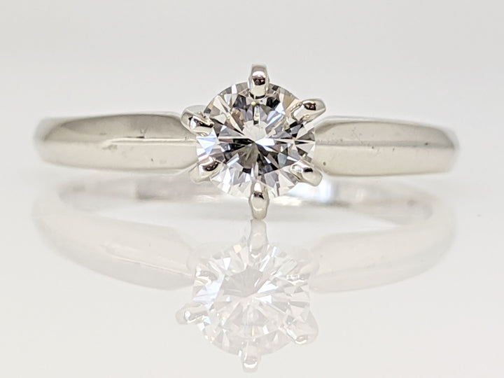14K WHITE .34 CARAT TOTAL VVS2 I DIAMOND ROUND 6-PRONG SOLITARE ESTATE RING 2.1 GRAMS