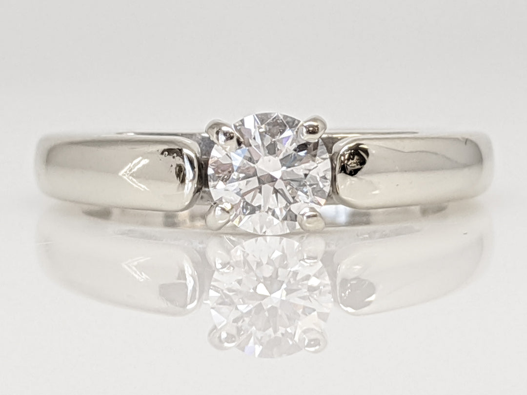 14K WHITE .39 CARAT TOTAL SI2 E DIAMOND ROUND RAISED SHANK SOLITAIRE ESTATE RING 4.0 GRAMS
