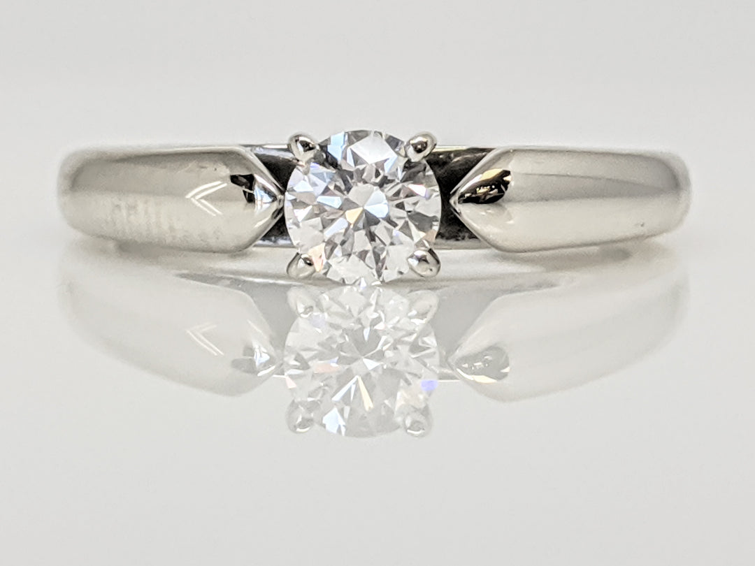 14K WHITE .33 CARAT TOTAL SI1 G DIAMOND ROUND RAISED SHANK SOLITAIRE ESTATE RING 4.1 GRAMS