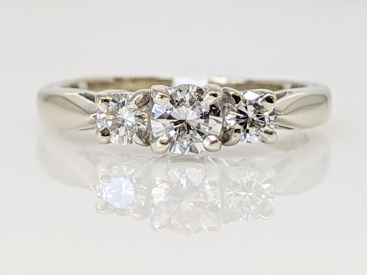 14K WHITE .40 CARAT TOTAL WEIGHT SI2 I DIAMOND ROUND (3) TRINITY ESTATE RING 2.7 GRAMS