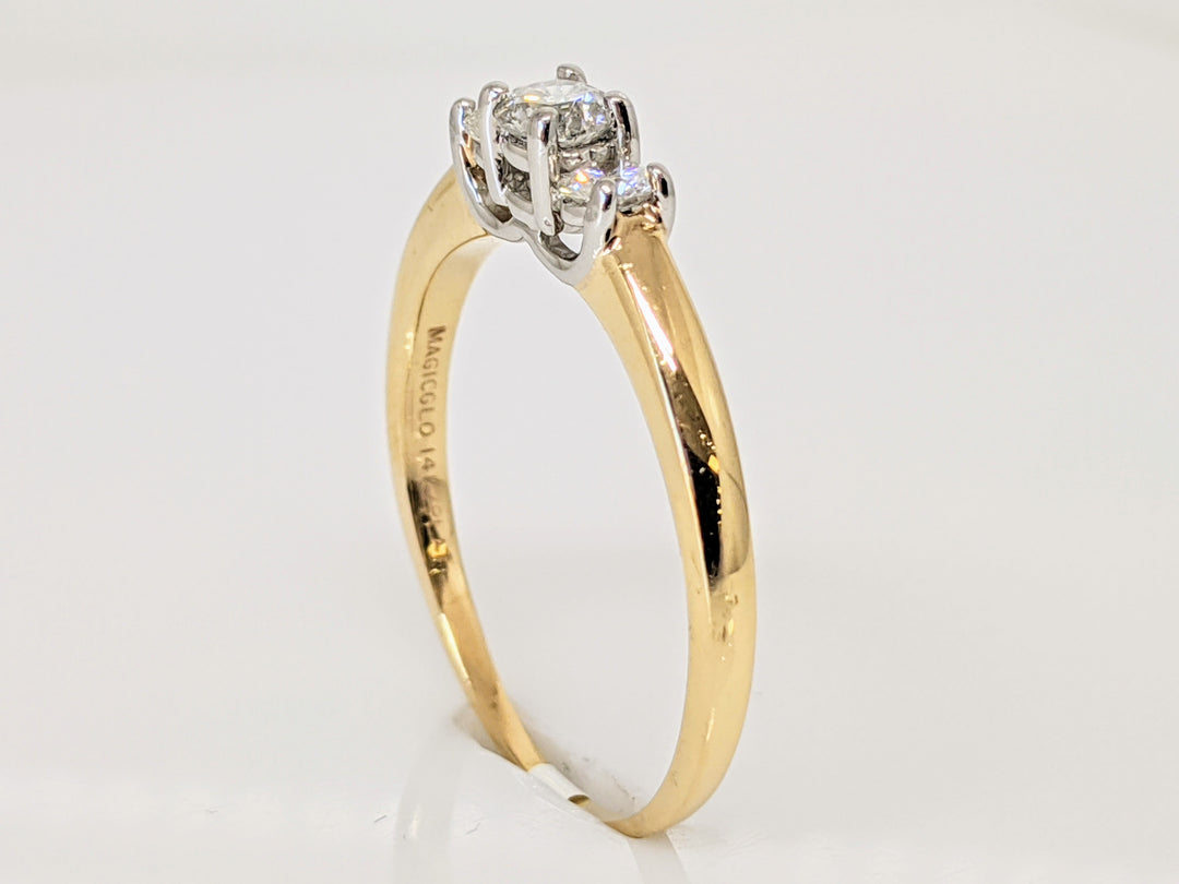 14K .41 CARAT TOTAL WEIGHT SI2 G DIAMOND ROUND (3) TRINITY ESTATE RING 2.9 GRAMS