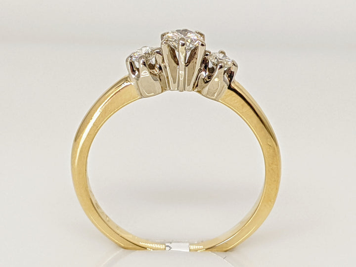 14K .30 CARAT TOTAL WEIGHT SI1 H DIAMOND ROUND (3) TRINITY ESTATE RING 2.6 GRAMS