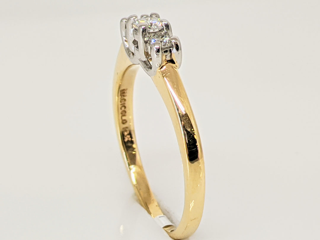 14K .21 CARAT TOTAL WEIGHT SI2 G DIAMOND ROUND (3) TRINITY ESTATE RING 2.5 GRAMS