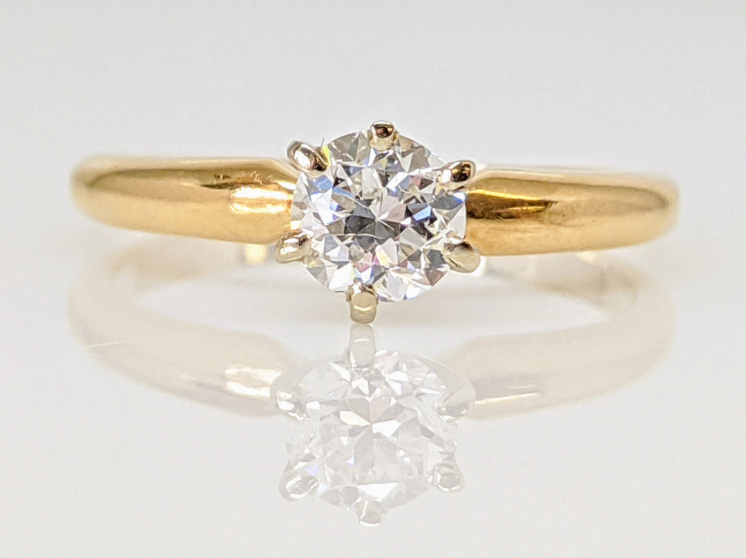 14K .43 CARAT TOTAL SI1 H DIAMOND ROUND SOLITAIRE ESTATE RING 1.9 GRAMS