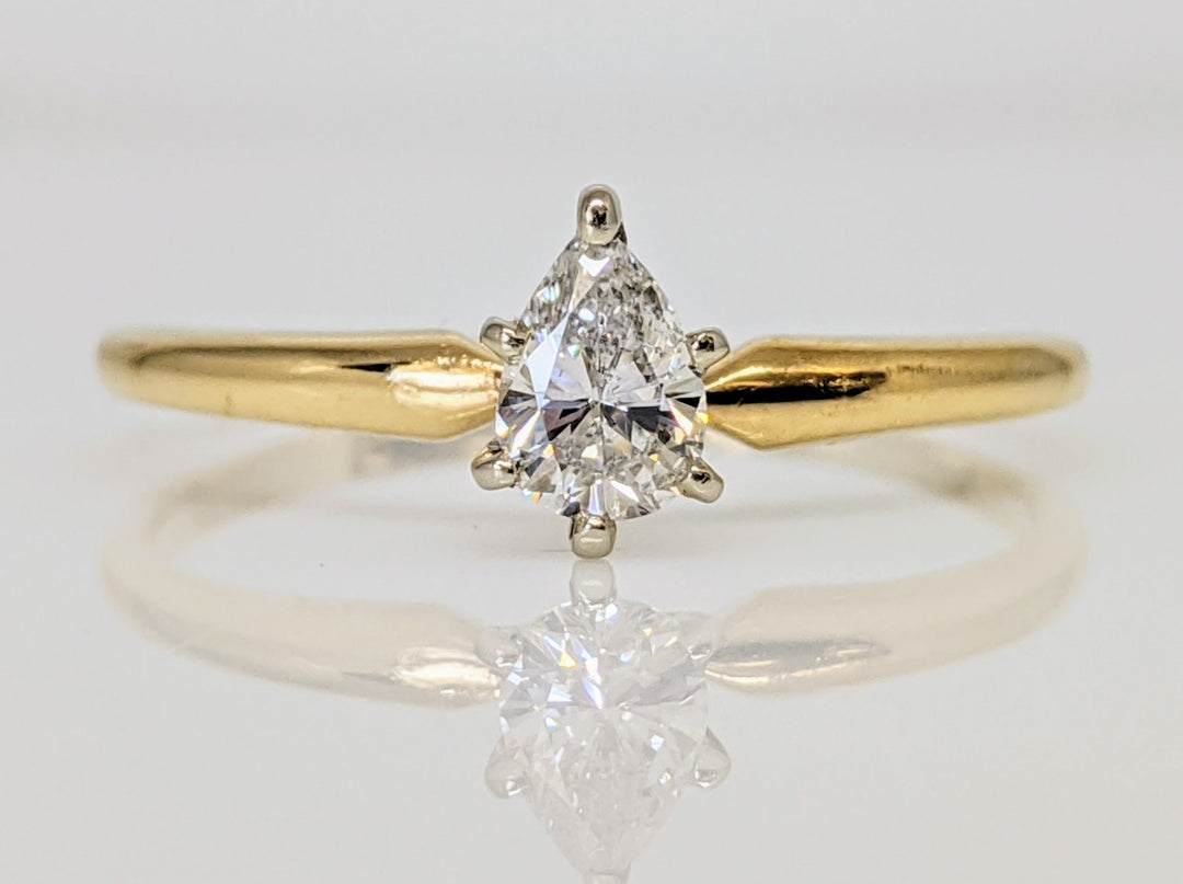 14K .46 CARAT TOTAL SI2 G DIAMOND PEAR SOLITAIRE ESTATE RING 2.0 GRAMS