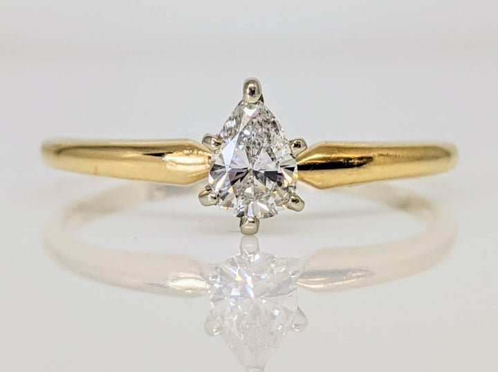 14K .46 CARAT TOTAL SI2 G DIAMOND PEAR SOLITAIRE ESTATE RING 2.0 GRAMS