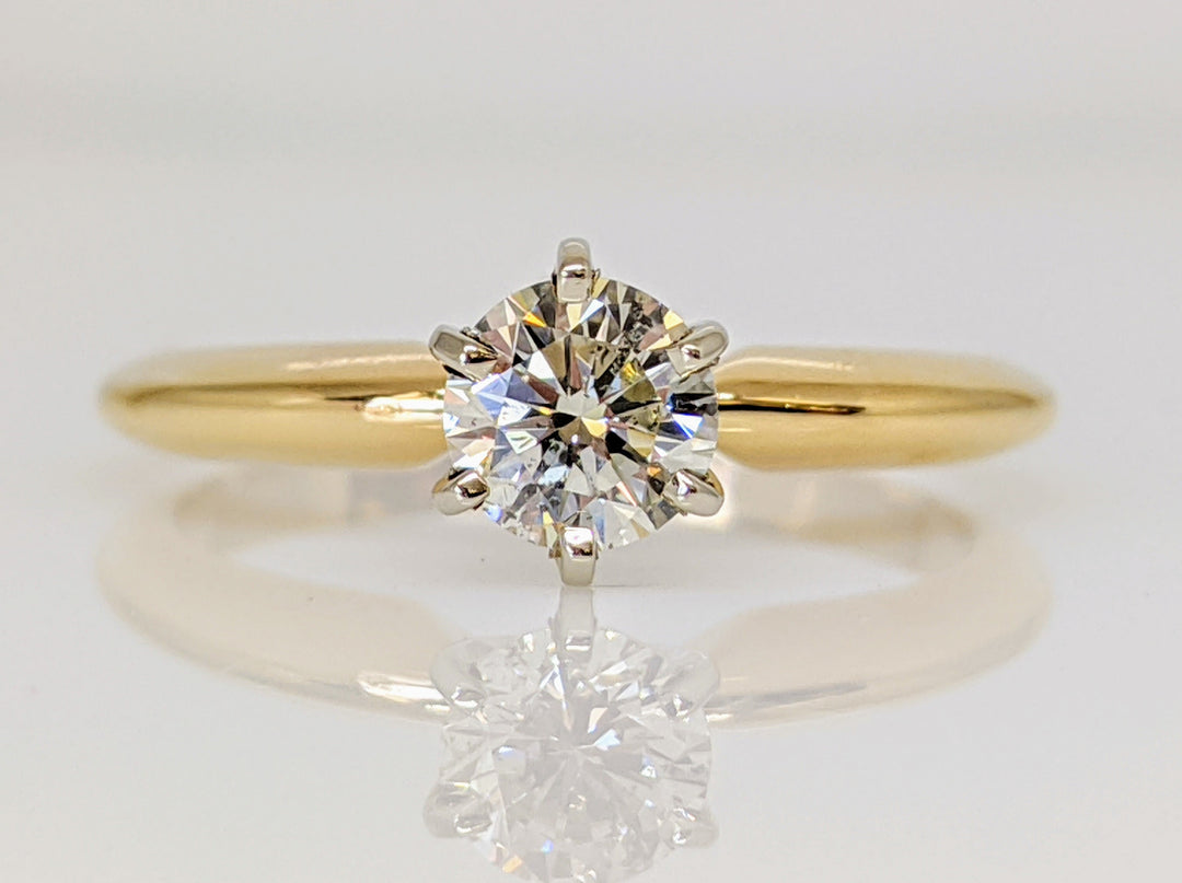 14K .53 CARAT TOTAL I1 H DIAMOND ROUND SOLITAIRE ESTATE RING 2.6 GRAMS